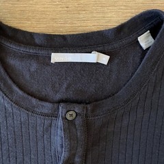 VINCE Men’s Long-Sleeve Ribbed Knit Henley Top-Black-Crewneck Casual Basic-Sz XL