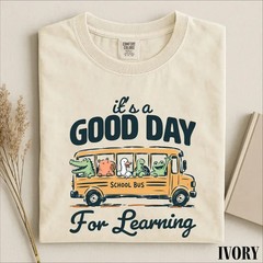 Good Day For Learning Shirt Kindergarten Preschool Teacher School Bus Tee