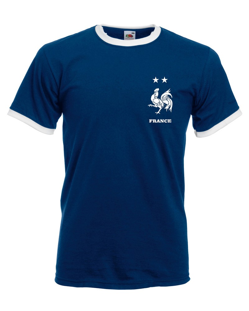 Retro French Football Shirt Tee Men World France Vintage Euro Cup Russia Top Fan