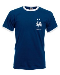 Retro French Football Shirt Tee Men World France Vintage Euro Cup Russia Top Fan