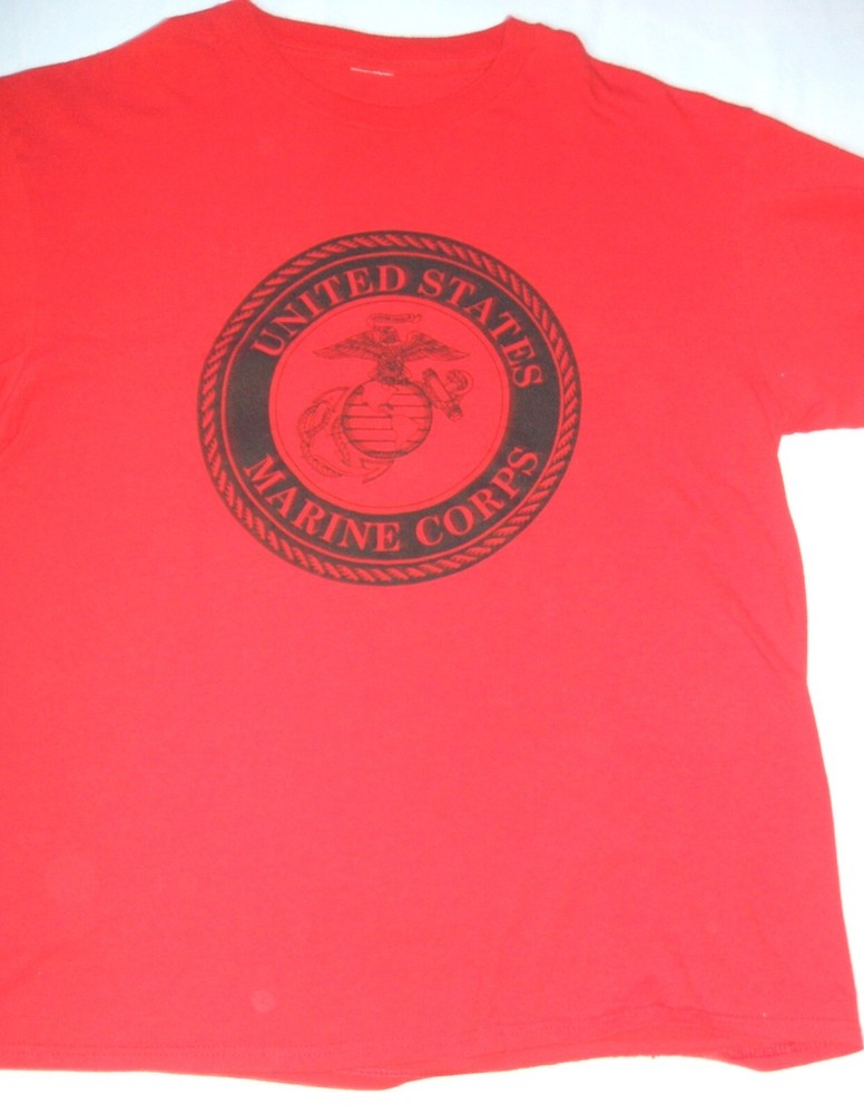 United States Marines Shirt Adult Red Logos Cotton Tee Shirt no tag (READ)