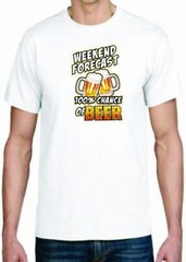 Adult DryBlend® T-Shirt – ( WEEKEND FORECAST – 100% CHANCE OF BEER – HUMOR / NOV