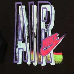 Nike Air Shirt Mens Large L Black Neon Pink Purple Green Big Logo Graphic Tee