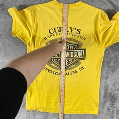 Vintage Harley Davidson Shirt Mens XL Yellow Work Sucks Lets Ride Curlys NC Y2K