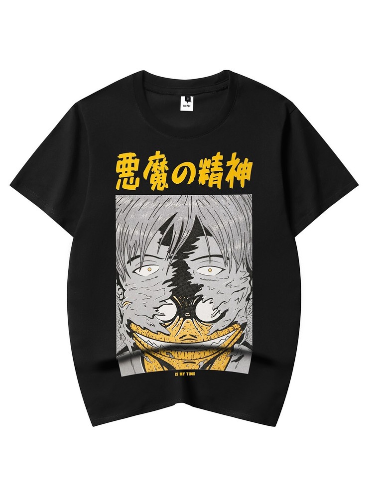 Niepce Men’s Japanese Streetwear T-Shirt Spirit of the Devil Graphic Tee