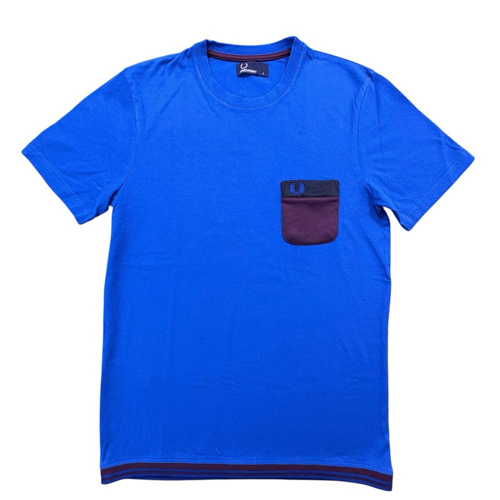 Fred Perry T-Shirt Small Royal Blue Logo Pocket Cotton Jersey Casual Crew Neck