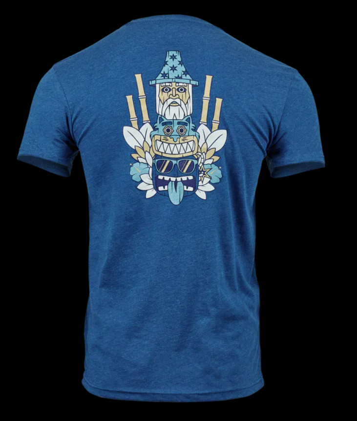 Supa Dupa HOT BETTINARDI TIKI TOTEM MULTI ICON T-SHIRT HIVE RELEASE NAVY MEDIUM