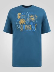 D555 Duke Big Mens Beach Printed T-Shirt Summer Print Teal 2XL-8XL (601906)