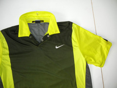 Vtg 00s TIGER WOODS COLLECTION Nike Gray/Yellow GOLF POLO Course Gym Shirt Men M