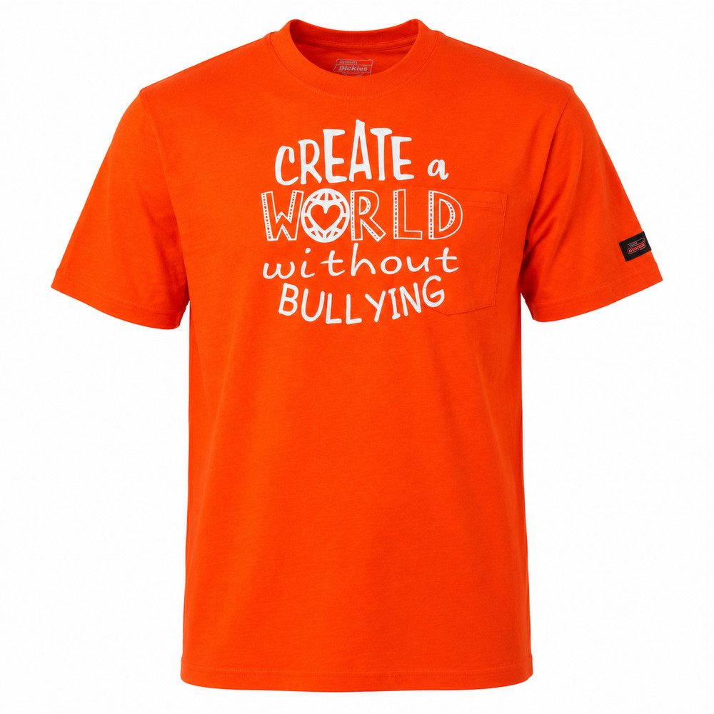 Dickies Create A World Without Bullying Orange Pocket T-Shirt Large Short Sleeve