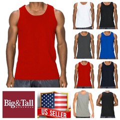 Men S_3XL T-Shirt Sleeveless Muscle Tank Top A-Shirt Wife Beater Gym Plain Tee