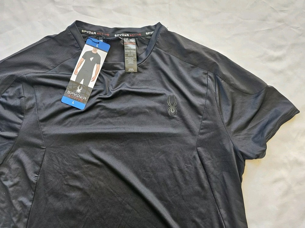 Spyder Shirt Adult X-Large Black Active Gym Shirt Mens NWT New
