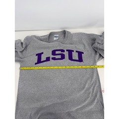 LSU Tigers Gildan Ultra Cotton Long Sleeve T-Shirt Gray Purple Mens Sz M