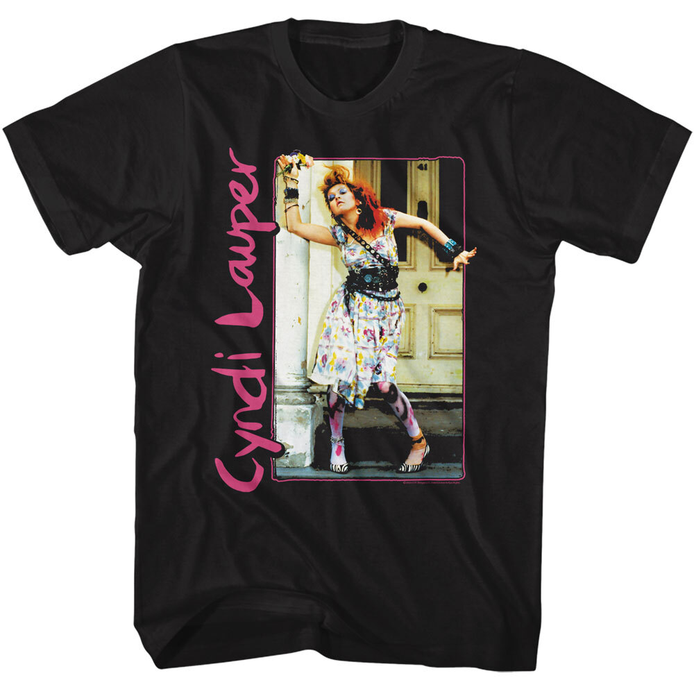 Cyndi Lauper T Shirt Licensed PAINTED DRESS AND TIGHTS Pop Music Singer Black