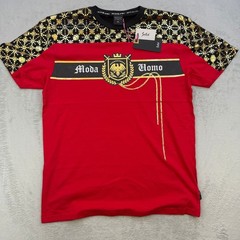 Switch Remarkable T Shirt Mens 2XL Red Moda Uomo Gold Foil Baroque Crest Graphic
