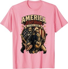 George Washington Abraham Lincoln Playing Guitar 4th July T-Shirt