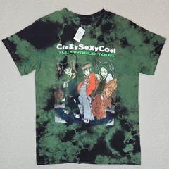 TLC CrazySexyCool Tour Tie Dye Graphic Tee Medium Green Black 90s R&B Streetwear