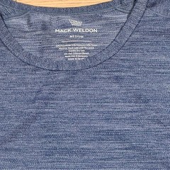 Mack Weldon Mens Medium Shirt Airknitx Short Sleeve Blue Polyamide Stretch