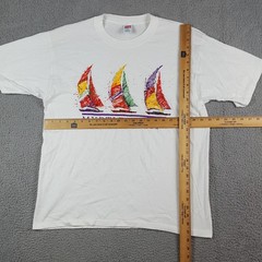 Vintage 90s Myrtle Beach Nautical Boat Race Art Men’s Size L Colorful T Shirt