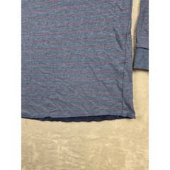 Marine Layer Henley Shirt Mens XL Blue Striped Long Sleeve Raw Hem Cotton Blend