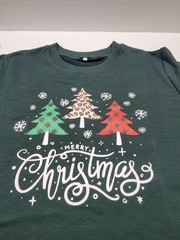 Christmas Tree Shirt Women’s XL Green Plaid Holiday Graphic Long Sleeve