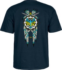 Powell Peralta Steve Saiz TOTEM POLE Skateboard T Shirt NAVY