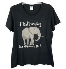 I Just Love Elephants Tee T-Shirt Elephant Short Sleeve Port & Co Ring Spun FADE