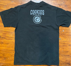 Cookies Original Logo World Wide Double Sided SHAKA Black Street Wear Tee SZ L