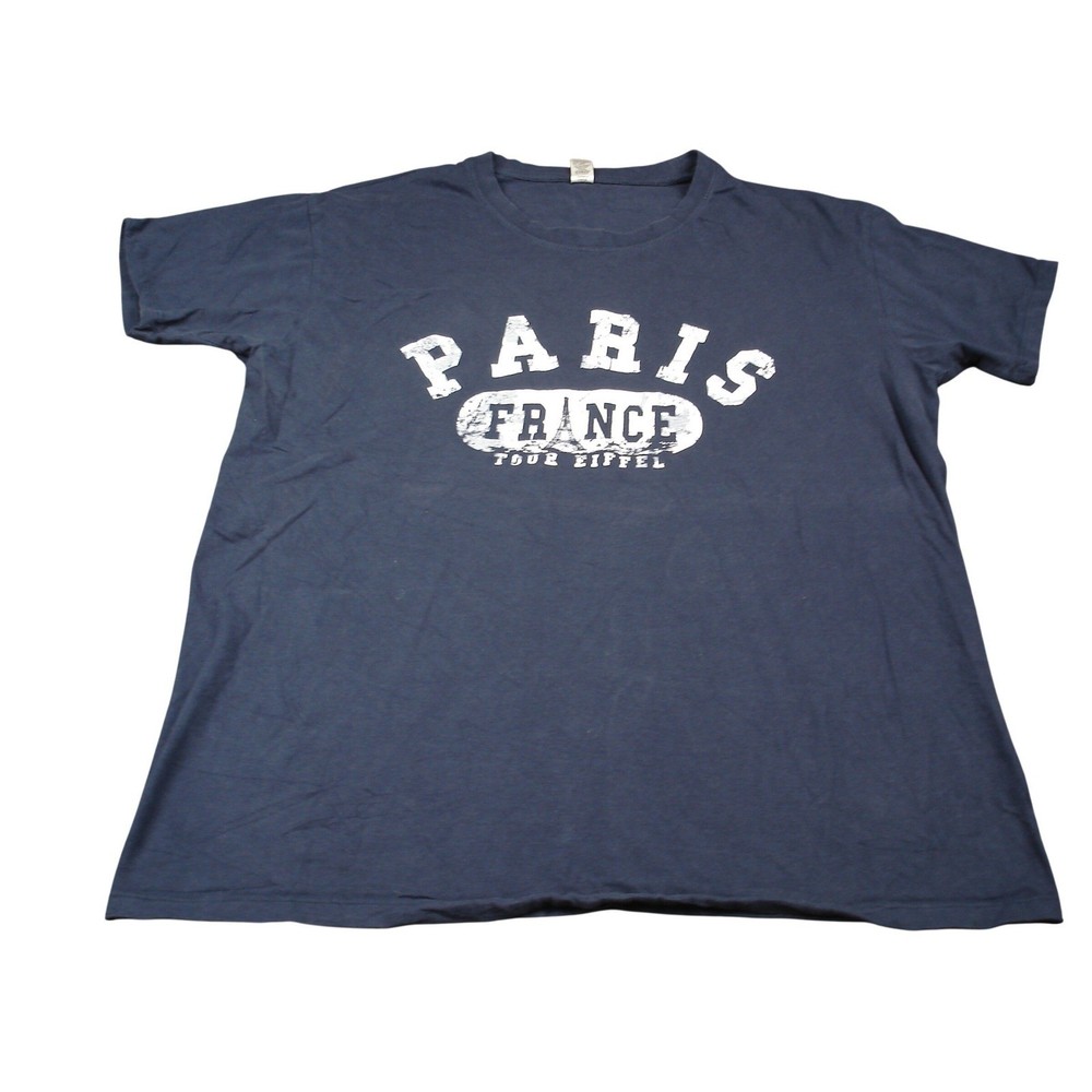 Sol’s Mens Paris France Tour Eiffel T-Shirt XL Navy Blue Distressed Graphic Tee