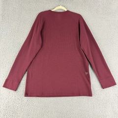 Mack Weldon Henley Shirt Mens Size XXL Maroon Long Sleeve Thermal Crew Neck