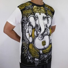 WEED Ganesha Ringer T-Shirt Men Ganesh Ganapati Hindu Gods Hippie Vintage WE08