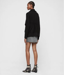 All Saints Drape Brushed Jacket Black Designer Open Front Pockets Waterfal Front