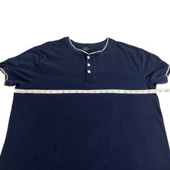J Crew Henley Shirt Mens XL Navy Blue Contrast Trim Cotton Short Sleeve Preppy