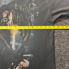 Vintage 90s Fashion Victim Grim Reaper Y2K Angel of Death T-Shirt L Sun Faded