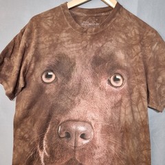 The Mountain Men T-Shirt Medium Brown Lab Face Crew Neck Short Sleeve Dog