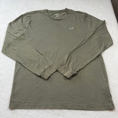 Hollister Long Sleeve Shirt Mens L Olive Green Good Cotton Logo 324R2713