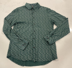 Being Human Green AOP Print Small Button-Up Shirt Long Sleeve Slim Fit
