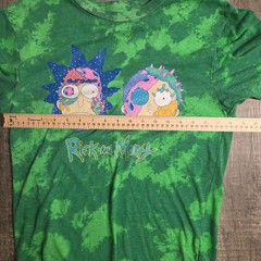 Rick and Morty Men’s Small tie dye graphic tee green EUC adult swim