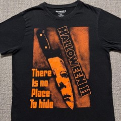 Halloween II Horror Movie T Shirt Medium M Black No Place To Hide Michael Myers