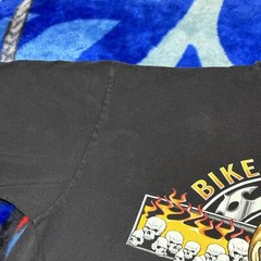 Vintage 2000s Bike Week Daytona Florida Flaming Skulls Faded Black T-Shirt Sz XL