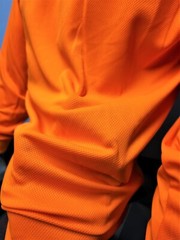 Orange Long Sleeve Safety Shirt With Hoodie, Polyester Birdeye mesh Quick Dry