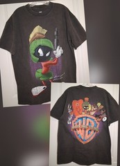 New American Thrift MARVIN the MARTIAN HEAVYWEIGHT Tee Shirt Black Wash Sz S