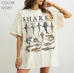 Vintage Shark Species T-Shirt Marine Biology Graphic Tee Ocean Lover Nature Gift