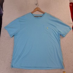 Polo Ralph Lauren Mens 2XB Big Blue Cotton Pocket T-Shirt Yellow Pony Logo