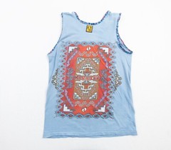 Vintage Hang Ten Shirt Mens Medium Blue Tank Top 70s Tee Southwestern Surf Brand