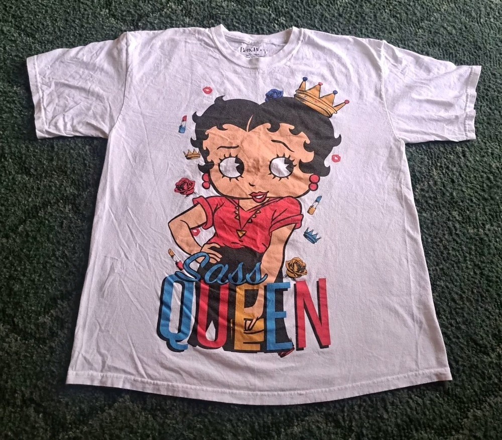 Betty Boop Sass Queen White T-Shirt, Size XL White Unisex