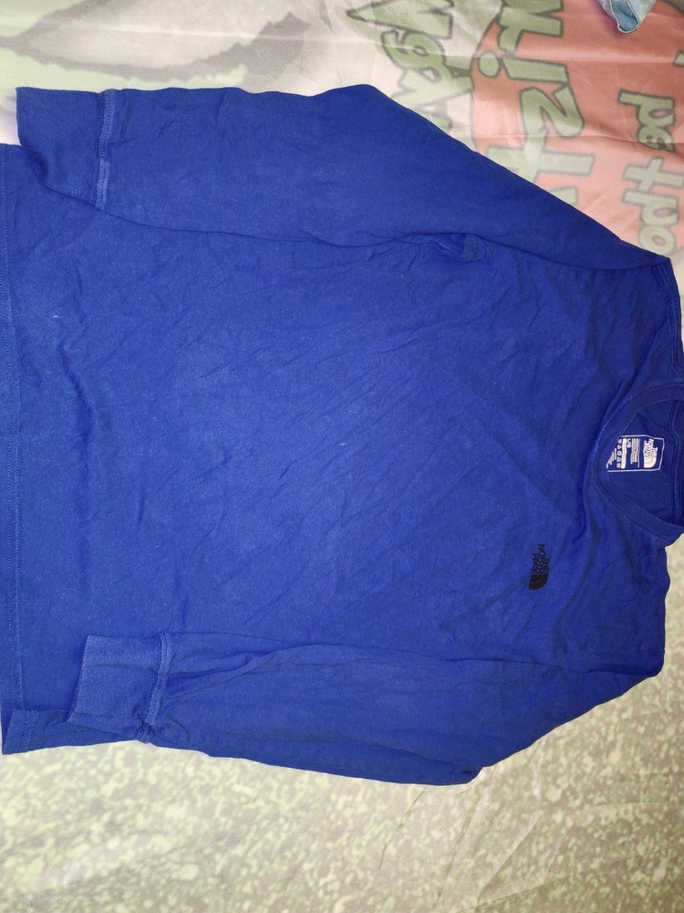 The North Face Men’s Blue Logo Cotton Knit Crew Neck Long Sleeve T-Shirt L
