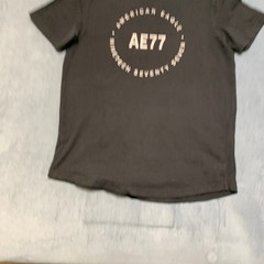 American Eagle Outfitters T Shirt Mens Medium Black “AE77” Graphics Round Neck