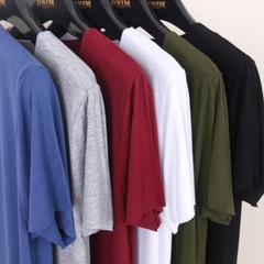 Men Bamboo Fiber T-Shirt Summer Classic V-neck Short Sleeve Casual Seamless Tops