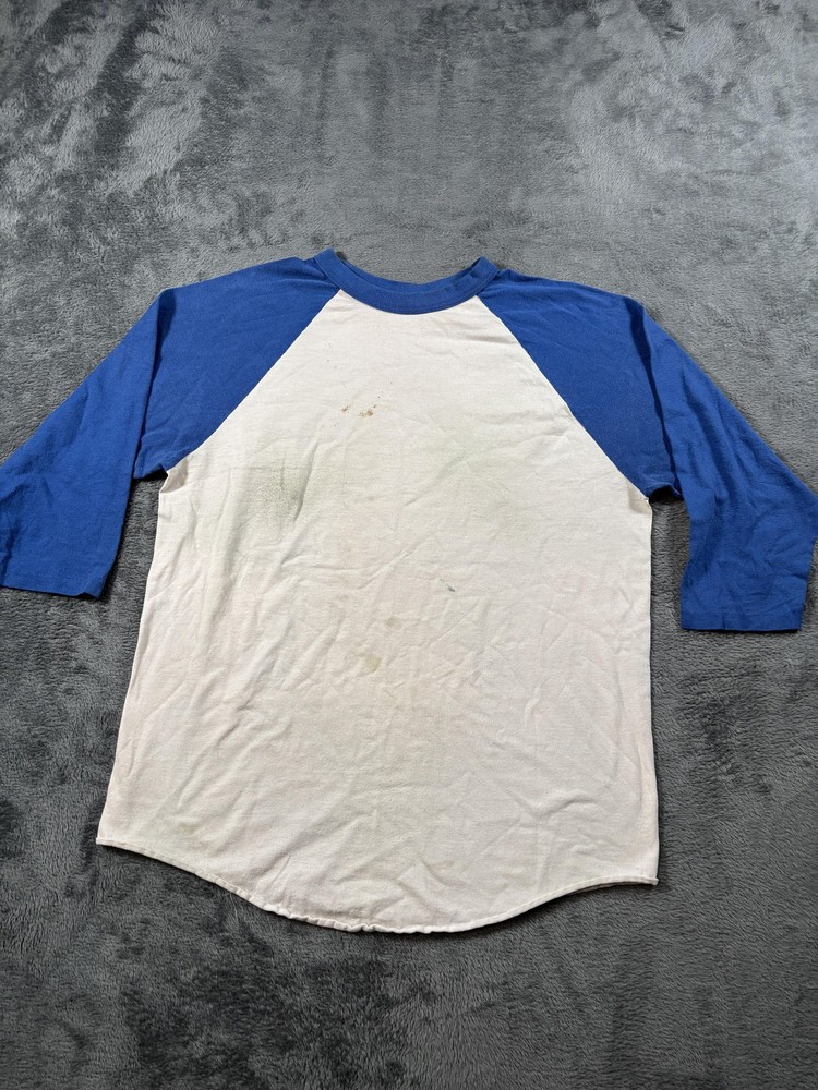 Vintage Augusta Sportswear Raglan Shirt Mens Large White Blue 3/4 Sleeve Tee 70s